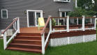deck picture custom ipe deck with wide ipe stadium stairs herringbone floor pattern