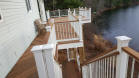 elevated ipe deck with stairs deckorator aluminum white spindles