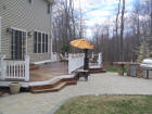ipe deck with king post vinyl rail system