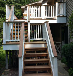 ipe deck stairs with ipe landing vinyl rails custom deck system
